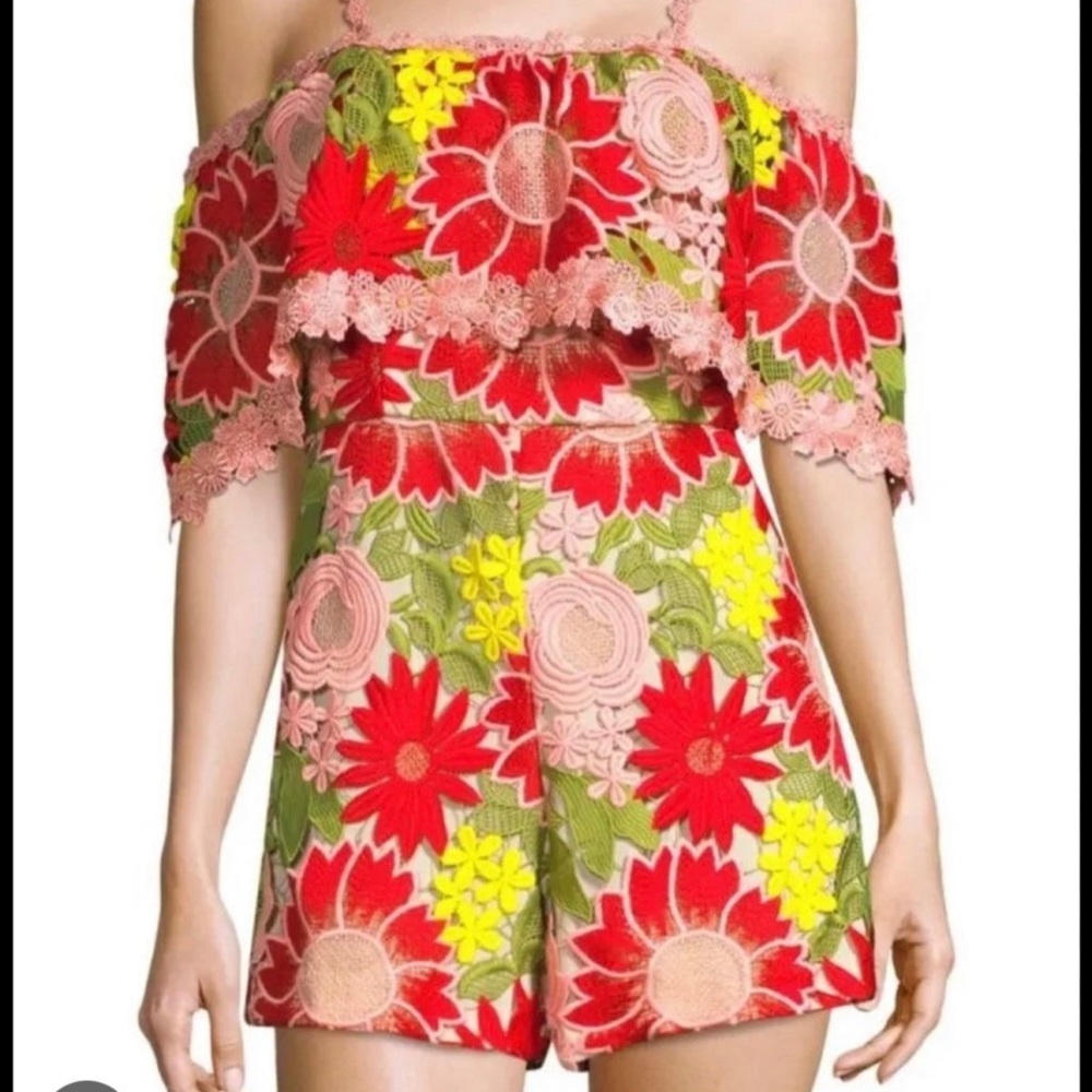 ALICE & OLIVIA • Anelle Floral Lace Romper